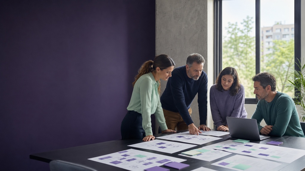 Équipe réunie autour d'un atelier de cartographie des données